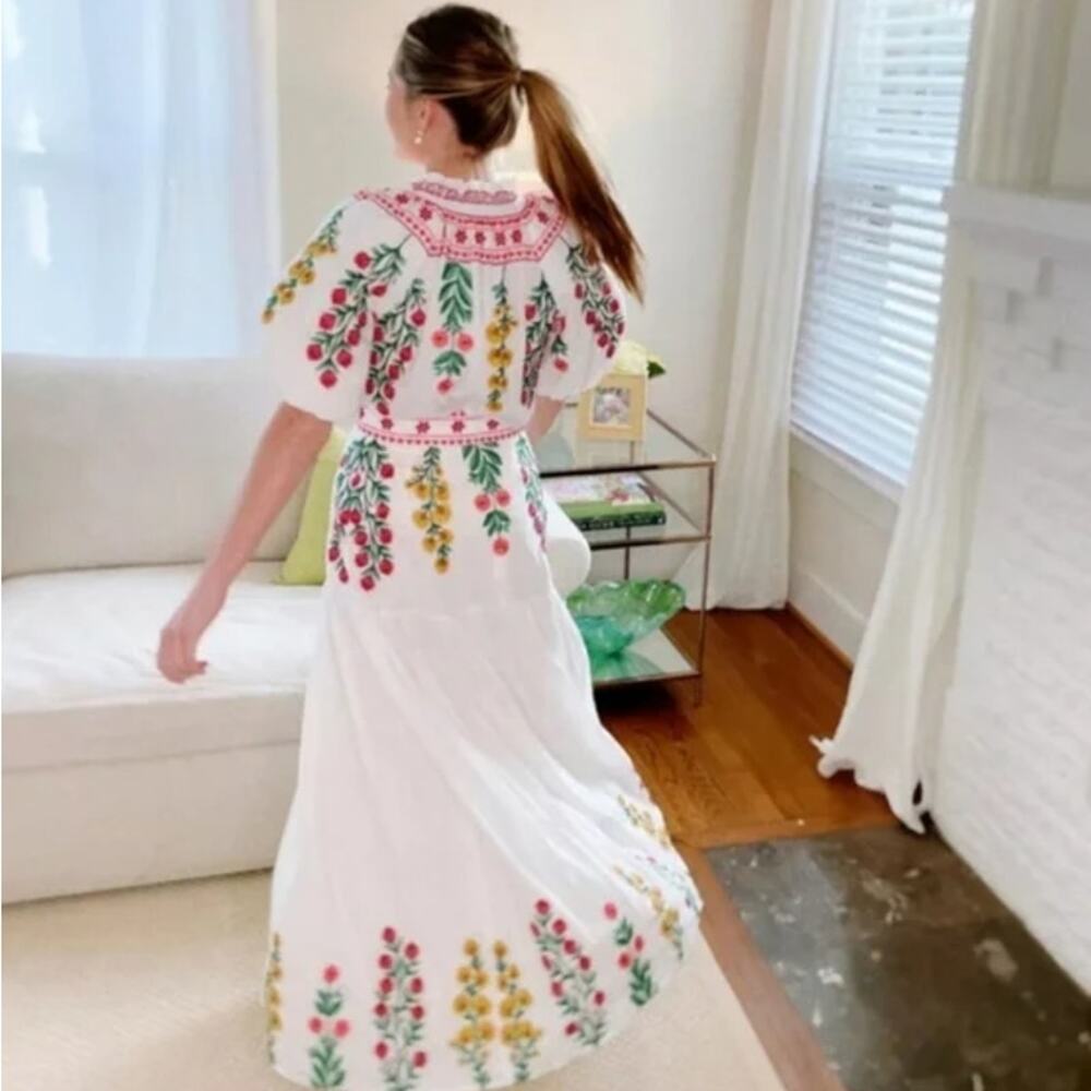 Antonio Melani x Jen Sumko Plus Woven Nicci Embroidered Floral Top White Size 14 - Picture 3 of 12